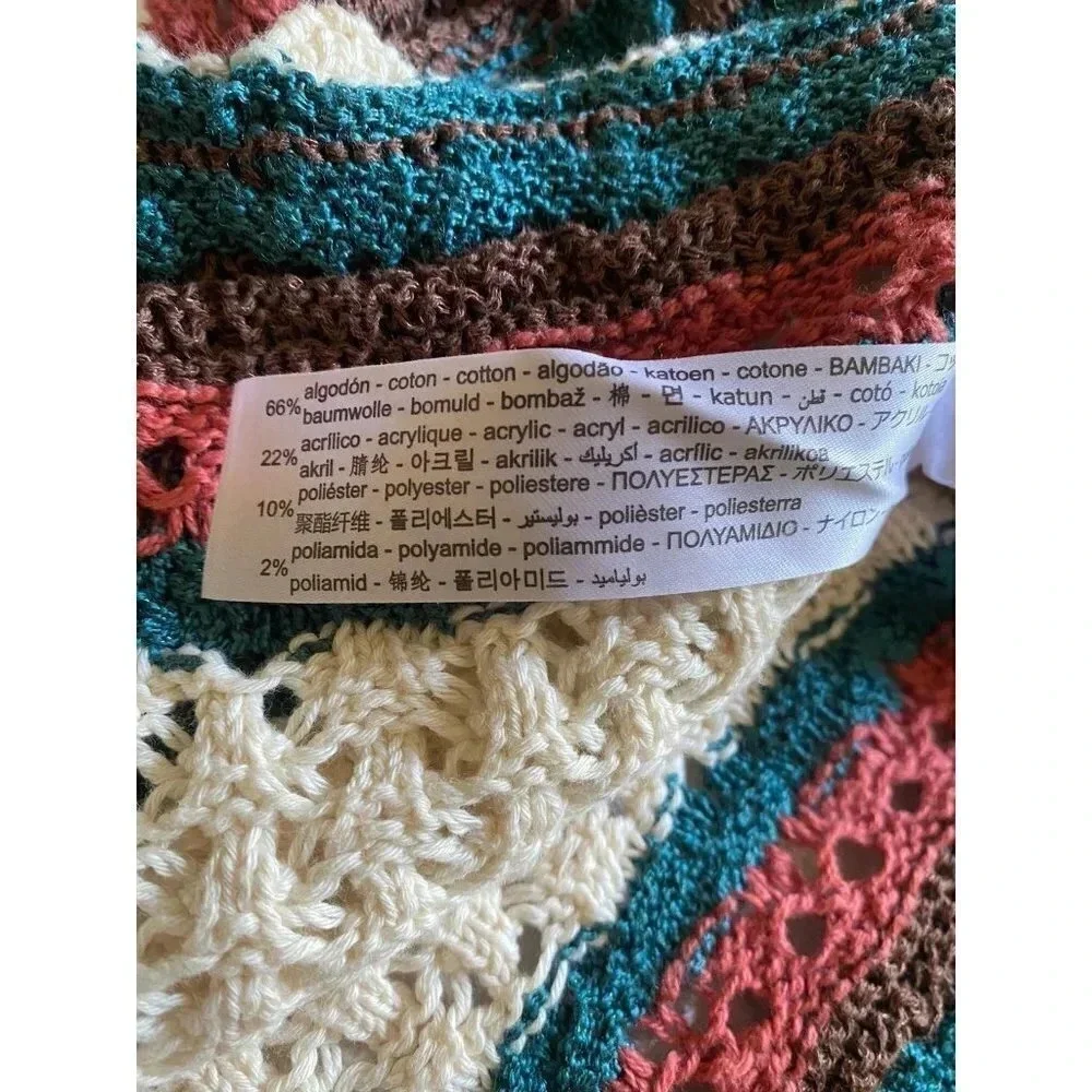 Zara Top Women’s Small Knit Multicolor Crochet Ruffle Crop